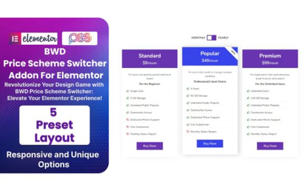 BWD Pricing Scheme Switcher Addon For Elementor v1.0