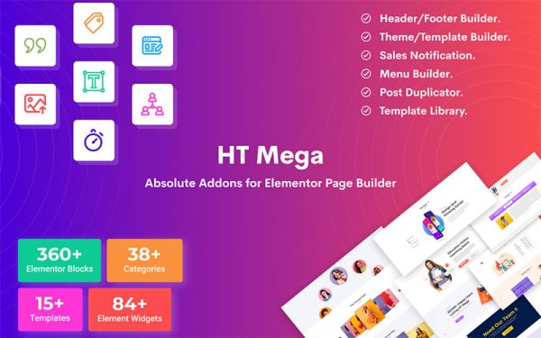 HT Mega – Absolute Addons For Elementor [License Key Trọn Đời]