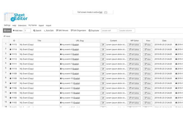WP Sheet Editor: Events Spreadsheet Premium v1.1.35