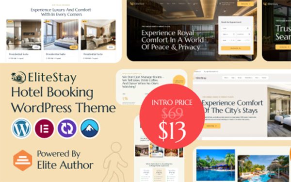 EliteStay v1.0.0 – Hotel Booking WordPress Theme